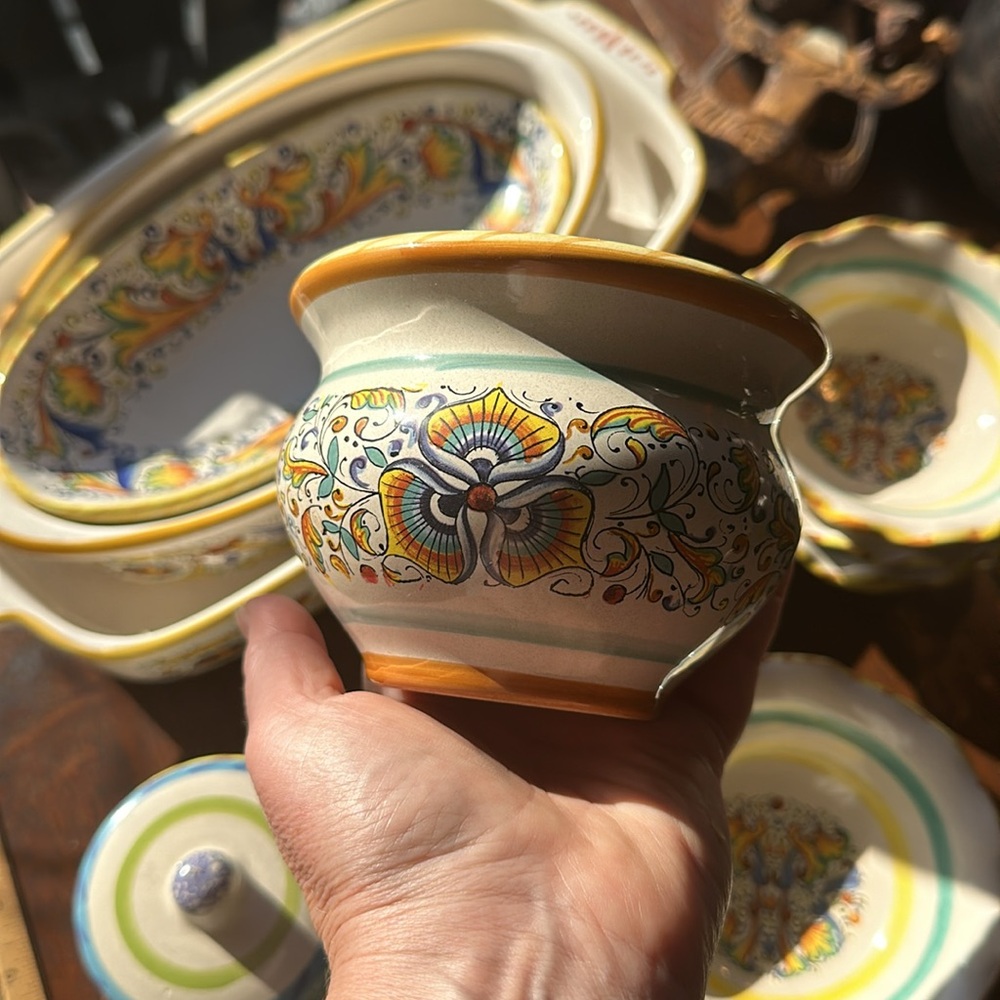 Meridiana Ceramache small artisan hand painted kitchen storage container Italy - Picture 2 of 14